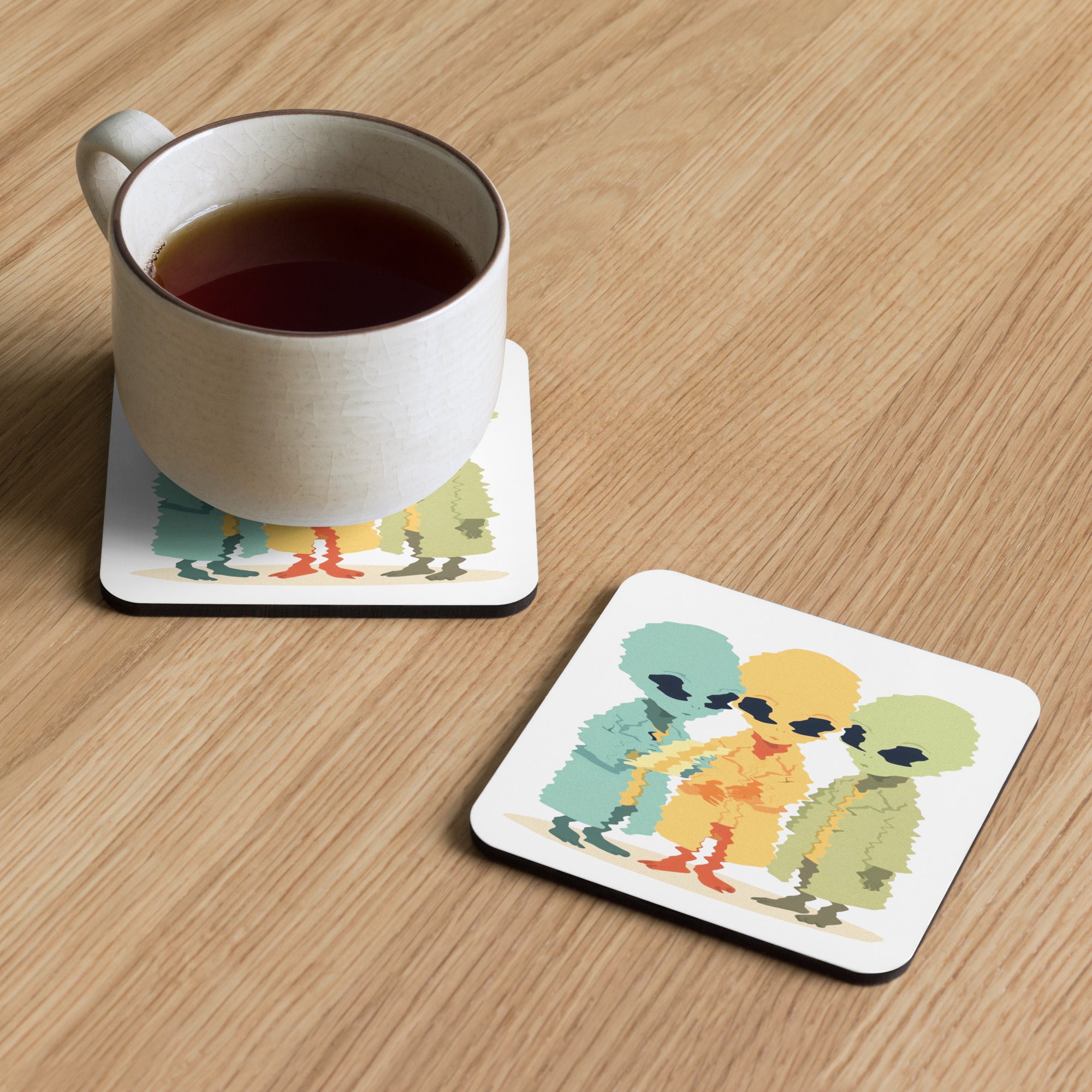 Alien Cork Coaster | Premium Cork Coaster | Kind Fangs